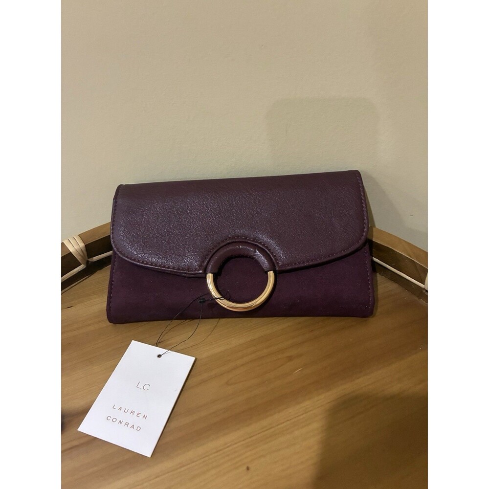 LC Lauren Conrad O RING CLUTCH WALLET PLUM MERLOT NWT